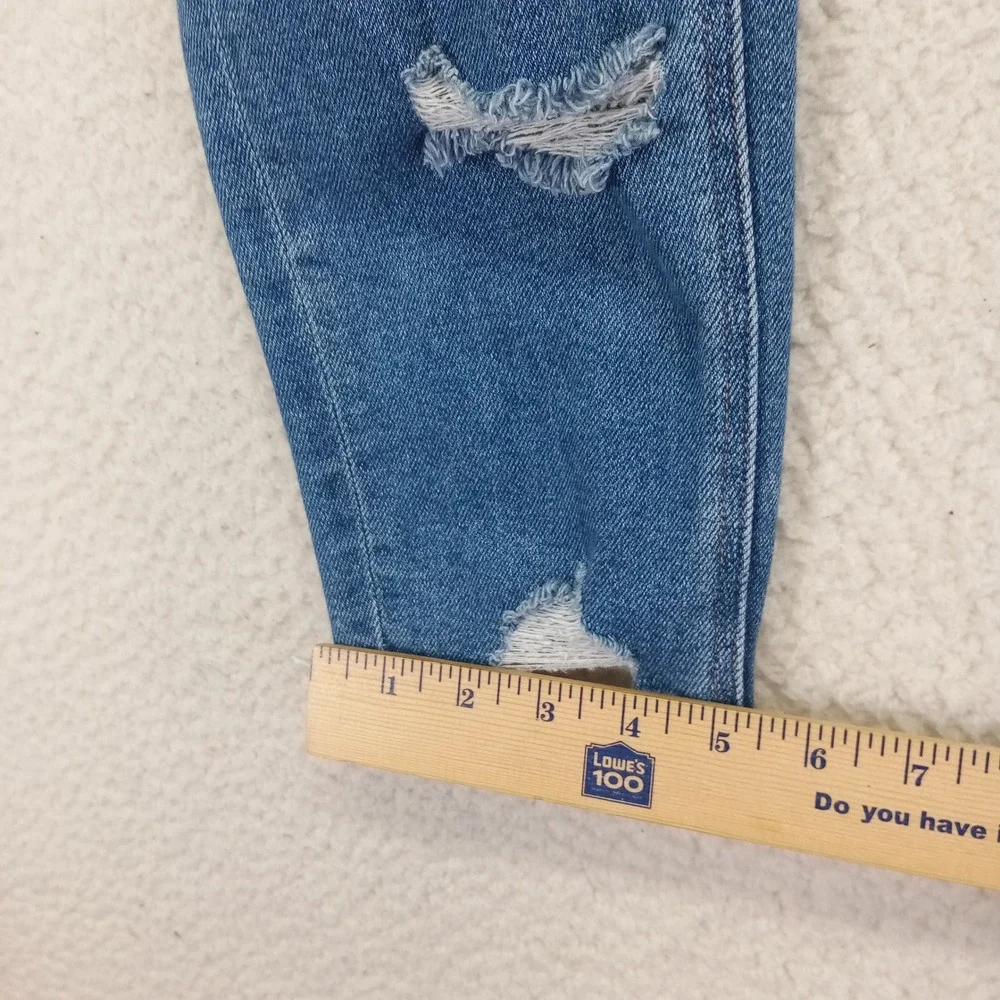 American Eagle Women Distressed Skinny Jeans Blue Medium Wash Raw Hem Size 2 Reg